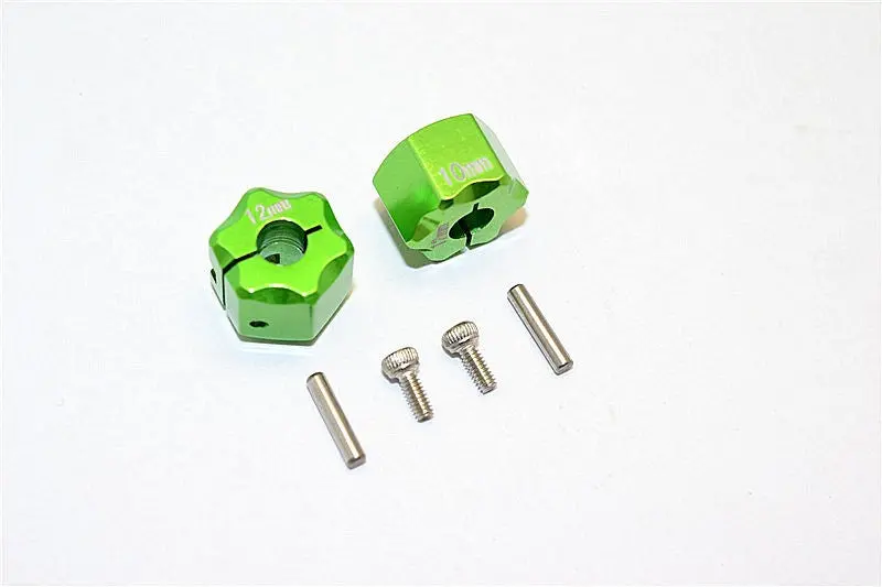 Thunder Tiger Kaiser Xs Aluminum Wheel Hex (12Mm X 10Mm) - 2Pcs Set Green 1
