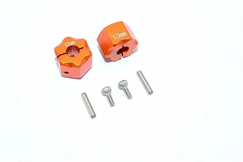 Thunder Tiger Kaiser Xs Aluminum Wheel Hex (12Mm X 10Mm) - 2Pcs Set Orange 1