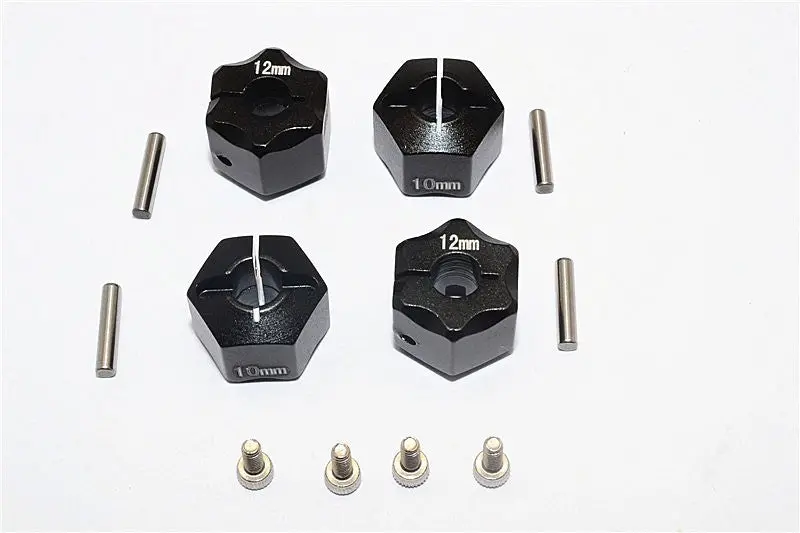 Thunder Tiger Kaiser Xs Aluminum Wheel Hex (12Mm X 10Mm) - 4Pcs Set Black 1