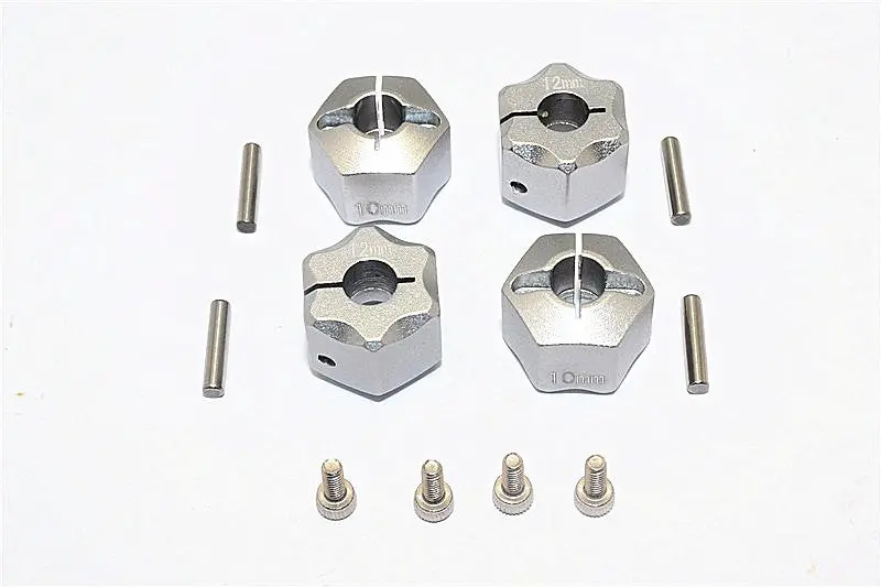 Thunder Tiger Kaiser Xs Aluminum Wheel Hex (12Mm X 10Mm) - 4Pcs Set Gray Silver 1