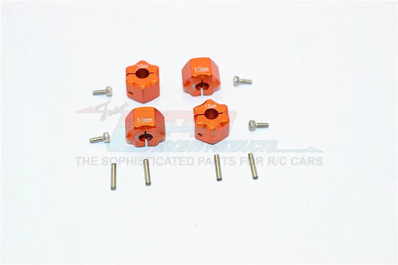 Thunder Tiger Kaiser Xs Aluminum Wheel Hex (12Mm X 10Mm) - 4Pcs Set Orange 1