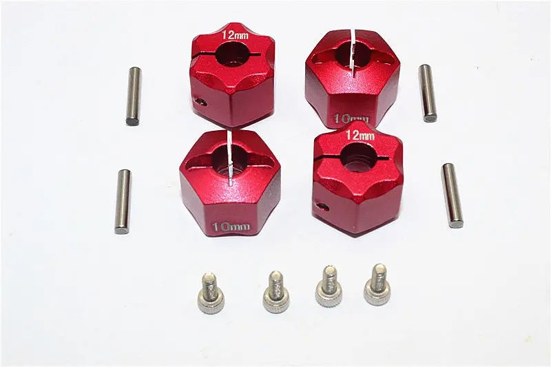 Thunder Tiger Kaiser Xs Aluminum Wheel Hex (12Mm X 10Mm) - 4Pcs Set Red 1