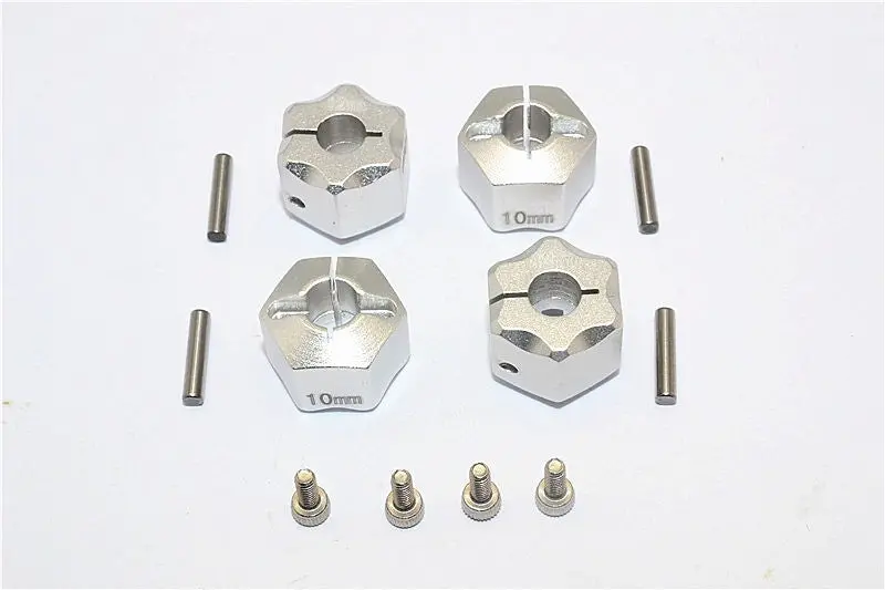 Thunder Tiger Kaiser Xs Aluminum Wheel Hex (12Mm X 10Mm) - 4Pcs Set Silver 1