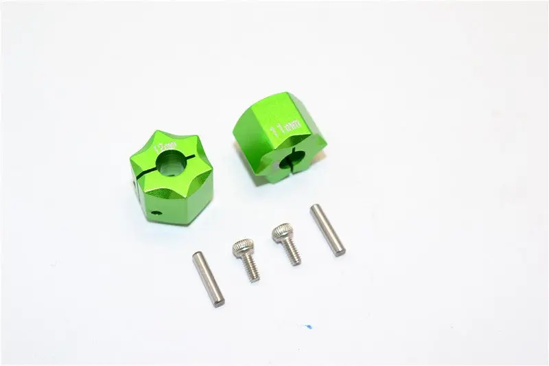 Thunder Tiger Kaiser Xs Aluminum Wheel Hex (12Mm X 11Mm) - 2Pcs Set Green 1