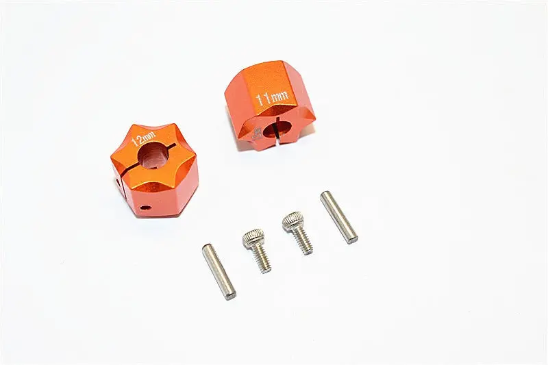 Thunder Tiger Kaiser Xs Aluminum Wheel Hex (12Mm X 11Mm) - 2Pcs Set Orange 1