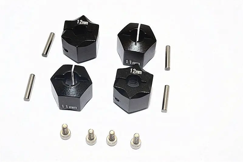 Thunder Tiger Kaiser Xs Aluminum Wheel Hex (12Mm X 11Mm) - 4Pcs Set Black 1