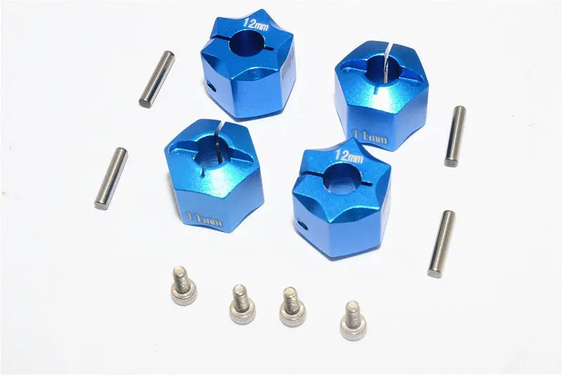 Thunder Tiger Kaiser Xs Aluminum Wheel Hex (12Mm X 11Mm) - 4Pcs Set Blue 1