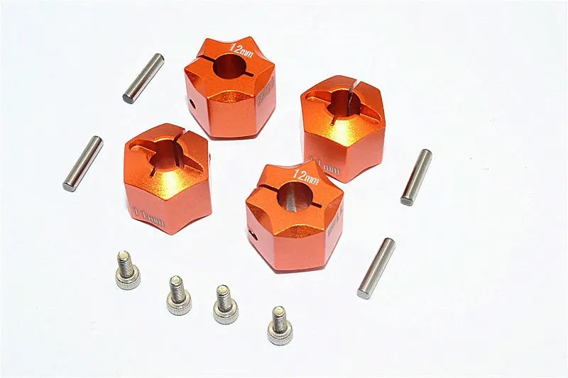 Thunder Tiger Kaiser Xs Aluminum Wheel Hex (12Mm X 11Mm) - 4Pcs Set Orange 1