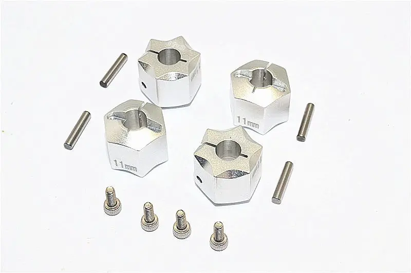 Thunder Tiger Kaiser Xs Aluminum Wheel Hex (12Mm X 11Mm) - 4Pcs Set Silver 1