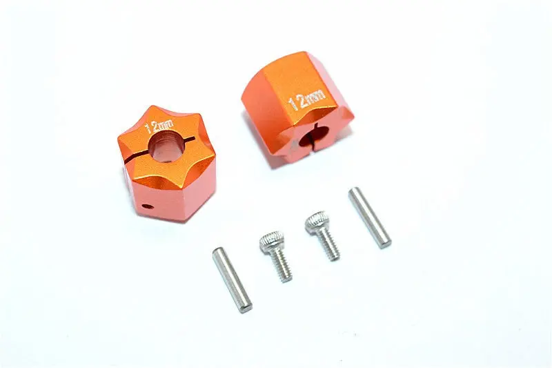 Thunder Tiger Kaiser Xs Aluminum Wheel Hex (12Mm X 12Mm) - 2Pcs Set Orange 1