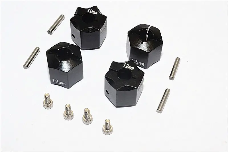 Thunder Tiger Kaiser Xs Aluminum Wheel Hex (12Mm X 12Mm) - 4Pcs Set Black 1