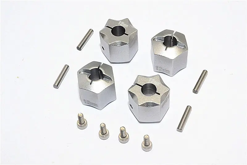 Thunder Tiger Kaiser Xs Aluminum Wheel Hex (12Mm X 12Mm) - 4Pcs Set Gray Silver 1