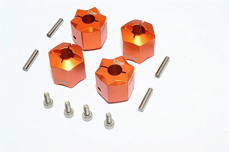 Thunder Tiger Kaiser Xs Aluminum Wheel Hex (12Mm X 12Mm) - 4Pcs Set Orange 1