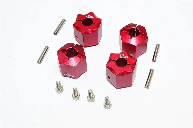 Thunder Tiger Kaiser Xs Aluminum Wheel Hex (12Mm X 12Mm) - 4Pcs Set Red 1