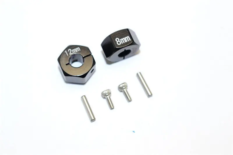 Thunder Tiger Kaiser Xs Aluminum Wheel Hex (12Mm X 8Mm) - 2Pcs Set Black 1