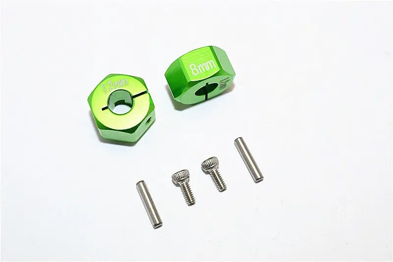 Thunder Tiger Kaiser Xs Aluminum Wheel Hex (12Mm X 8Mm) - 2Pcs Set Green 1