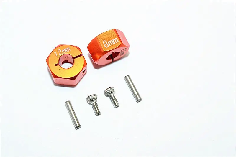 Thunder Tiger Kaiser Xs Aluminum Wheel Hex (12Mm X 8Mm) - 2Pcs Set Orange 1