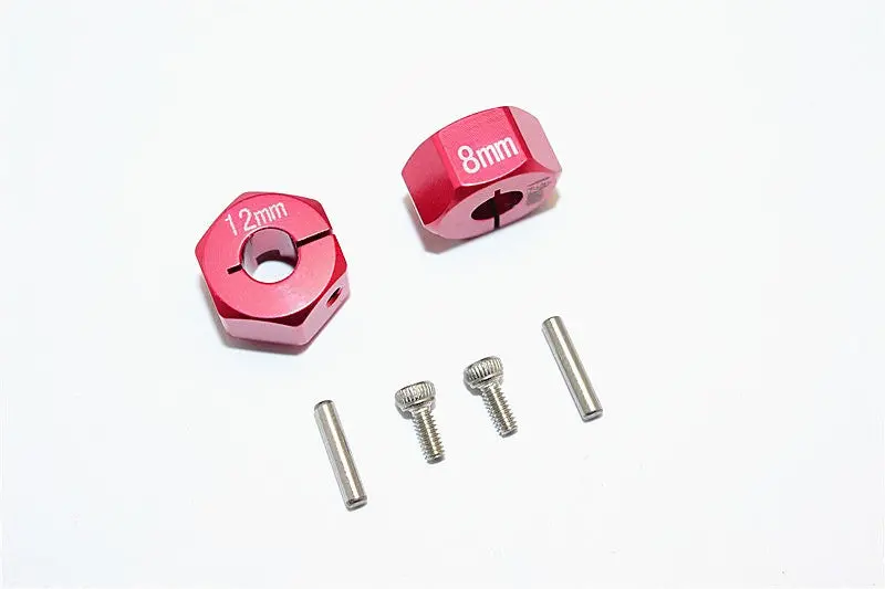 Thunder Tiger Kaiser Xs Aluminum Wheel Hex (12Mm X 8Mm) - 2Pcs Set Red 1