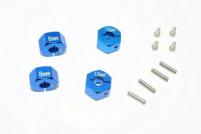 Thunder Tiger Kaiser Xs Aluminum Wheel Hex (12Mm X 8Mm) - 4Pcs Set Blue 1