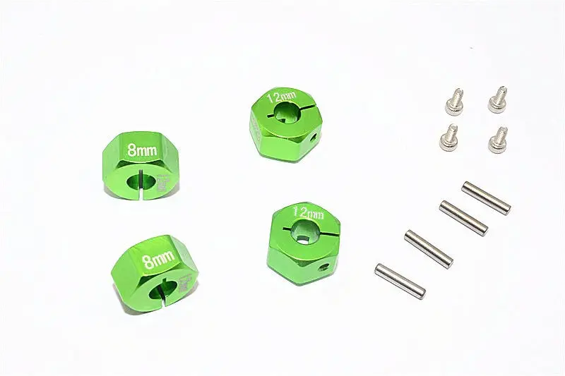 Thunder Tiger Kaiser Xs Aluminum Wheel Hex (12Mm X 8Mm) - 4Pcs Set Green 1