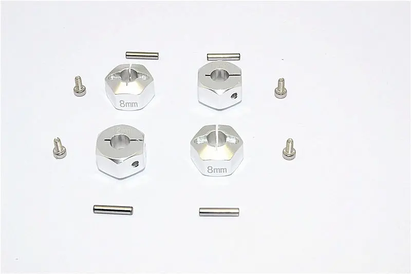 Thunder Tiger Kaiser Xs Aluminum Wheel Hex (12Mm X 8Mm) - 4Pcs Set Silver 1