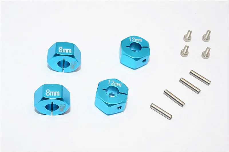 Thunder Tiger Kaiser Xs Aluminum Wheel Hex (12Mm X 8Mm) - 4Pcs Set Sky Blue 1