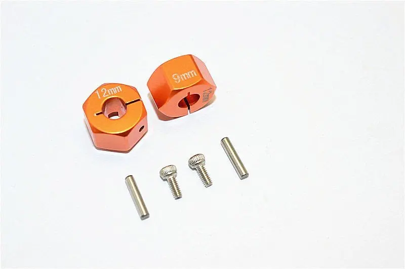 Thunder Tiger Kaiser Xs Aluminum Wheel Hex (12Mm X 9Mm) - 2Pcs Set Orange 1