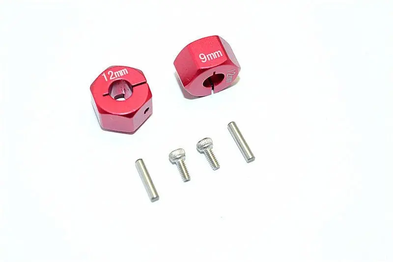 Thunder Tiger Kaiser Xs Aluminum Wheel Hex (12Mm X 9Mm) - 2Pcs Set Red 1