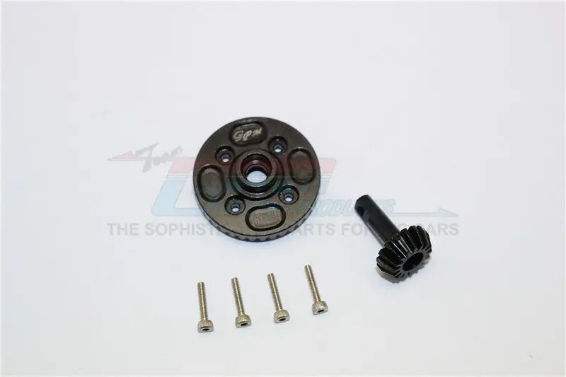 Thunder Tiger Kaiser Xs Steel #45 Diff Bevel Gear With Diff Cup Shaft & Pinion Gear - 1 Set Black 1