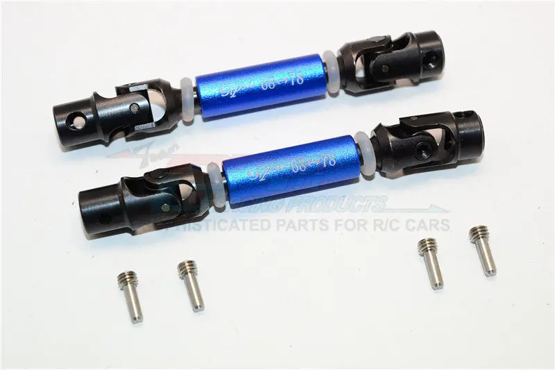 Thunder Tiger Kaiser Xs Steel+Aluminum Front & Rear Main Drive Shaft (68Mm-78Mm) - 2Pcs Set Blue 1