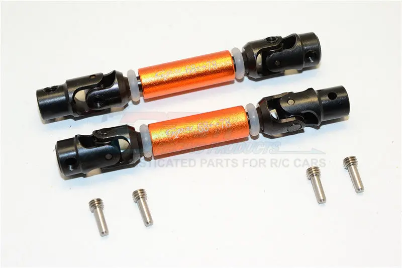 Thunder Tiger Kaiser Xs Steel+Aluminum Front & Rear Main Drive Shaft (68Mm-78Mm) - 2Pcs Set Orange 1