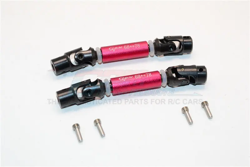 Thunder Tiger Kaiser Xs Steel+Aluminum Front & Rear Main Drive Shaft (68Mm-78Mm) - 2Pcs Set Red 1