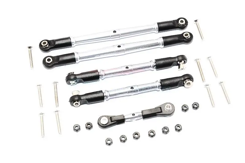 Thunder Tiger Truck K-Rock Mt4-G5 Aluminium Tie Rods Complete Set - 5Pc Set Silver 1