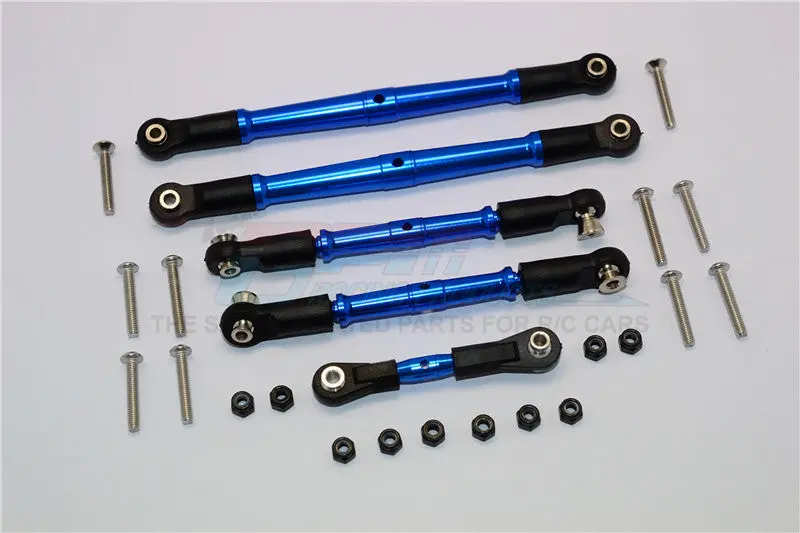 Thunder Tiger Truck K-Rock Mt4-G5 Aluminium Tie Rods Complete Set - 5Pcs Set Blue 1