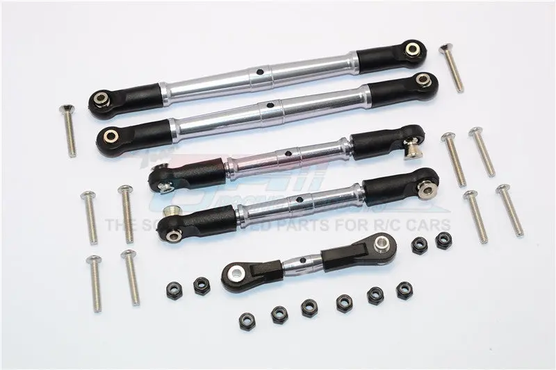 Thunder Tiger Truck K-Rock Mt4-G5 Aluminium Tie Rods Complete Set - 5Pcs Set Gray Silver 1
