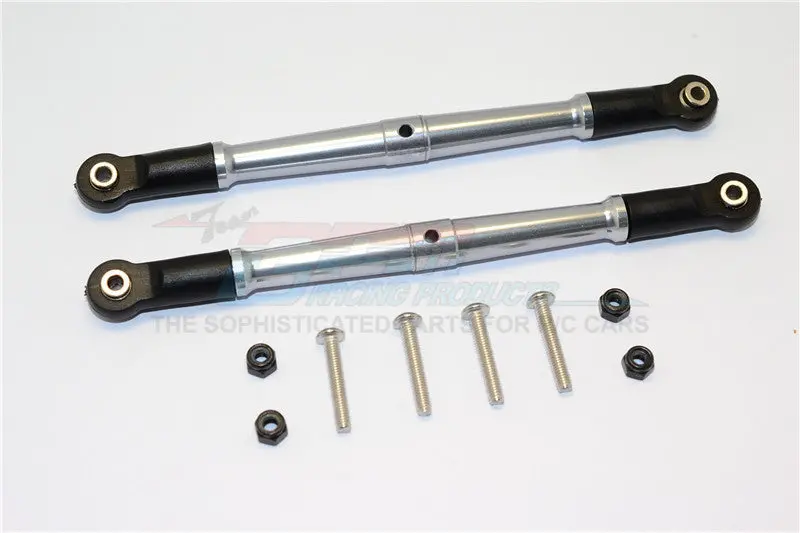 Thunder Tiger Truck K-Rock Mt4-G5 Aluminum Rear Tie Rods - 1Pr Set Gray Silver 1