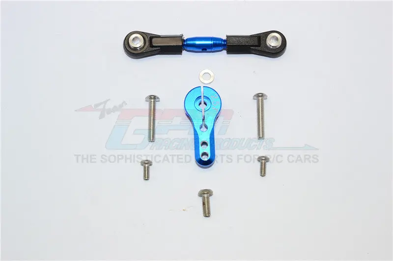 Thunder Tiger Truck K-Rock Mt4-G5 Brushless Aluminum Adjustable Servo Rod & 25T Servo Horn - 2Pcs Set Blue 1