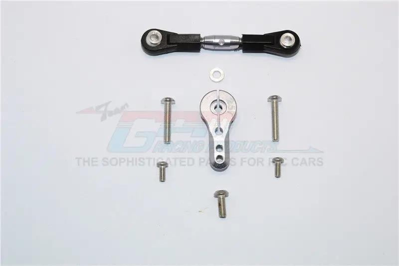 Thunder Tiger Truck K-Rock Mt4-G5 Brushless Aluminum Adjustable Servo Rod & 25T Servo Horn - 2Pcs Set Gray Silver 1