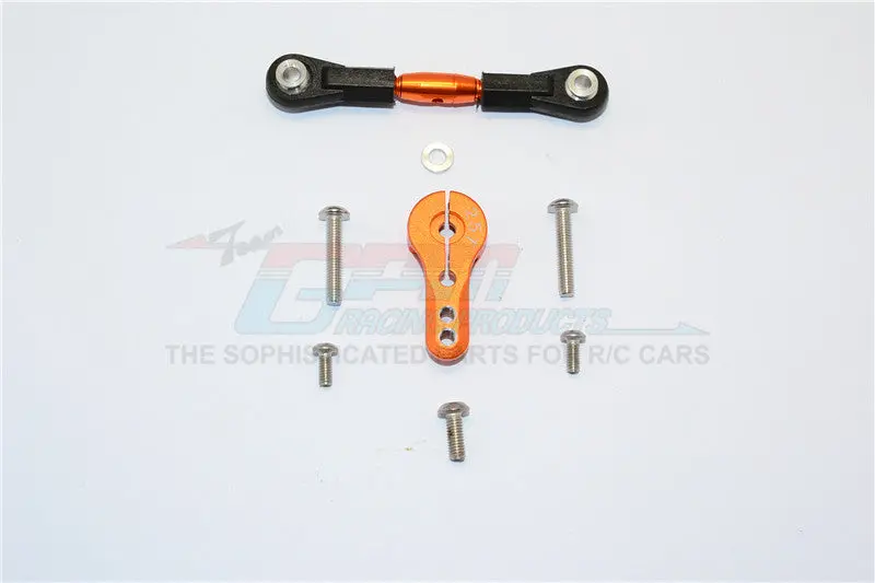 Thunder Tiger Truck K-Rock Mt4-G5 Brushless Aluminum Adjustable Servo Rod & 25T Servo Horn - 2Pcs Set Orange 1