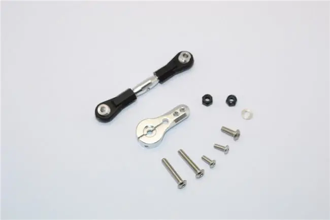 Thunder Tiger Truck K-Rock Mt4-G5 Brushless Aluminum Adjustable Servo Rod & 25T Servo Horn - 2Pcs Set Silver 1