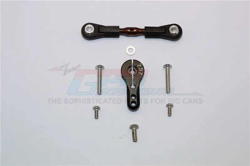 Thunder Tiger Truck K-Rock Mt4-G5 Brushless Spring Steel Adjustable Servo Rod & 25T Servo Horn - 2Pcs Set Black 1