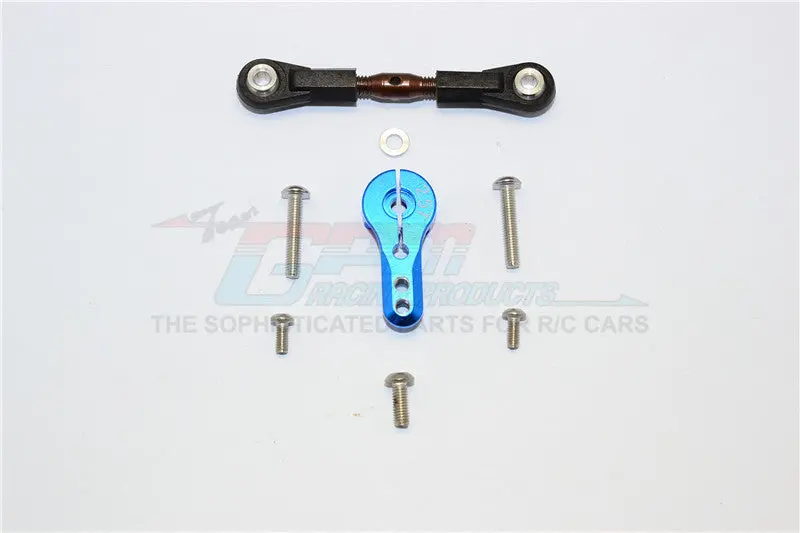 Thunder Tiger Truck K-Rock Mt4-G5 Brushless Spring Steel Adjustable Servo Rod & 25T Servo Horn - 2Pcs Set Blue 1