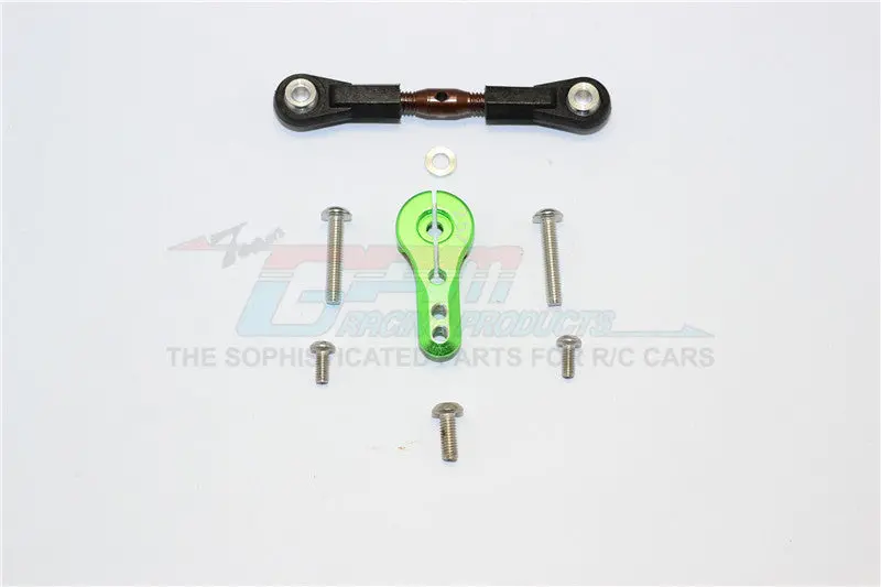 Thunder Tiger Truck K-Rock Mt4-G5 Brushless Spring Steel Adjustable Servo Rod & 25T Servo Horn - 2Pcs Set Green 1