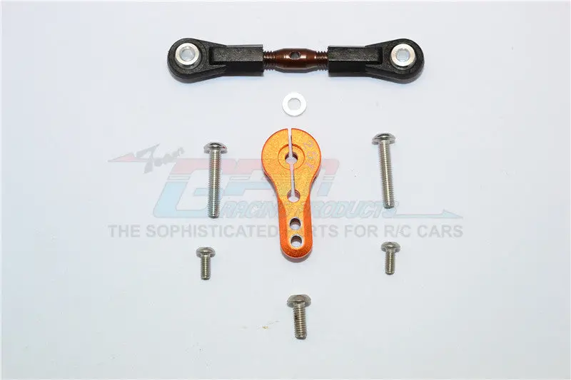 Thunder Tiger Truck K-Rock Mt4-G5 Brushless Spring Steel Adjustable Servo Rod & 25T Servo Horn - 2Pcs Set Orange 1