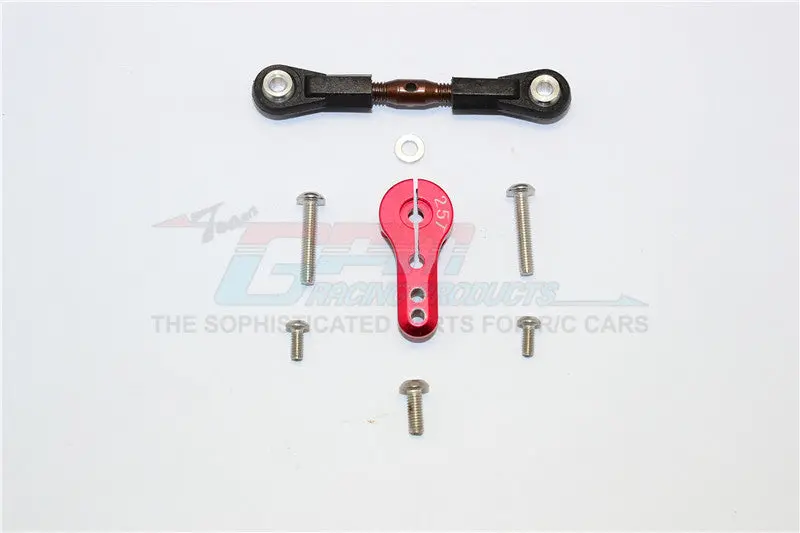 Thunder Tiger Truck K-Rock Mt4-G5 Brushless Spring Steel Adjustable Servo Rod & 25T Servo Horn - 2Pcs Set Red 1