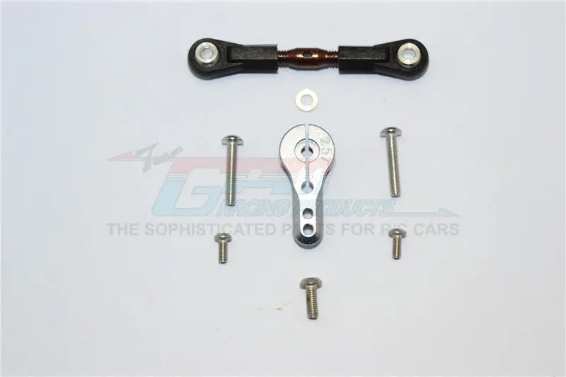 Thunder Tiger Truck K-Rock Mt4-G5 Brushless Spring Steel Adjustable Servo Rod & 25T Servo Horn - 2Pcs Set Silver 1