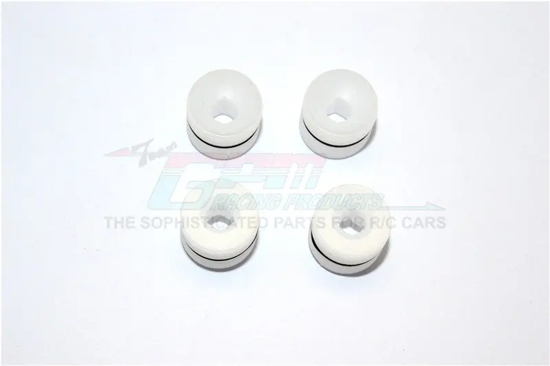 Thunder Tiger Truck K-Rock Mt4-G5 Polyoxymethylene (Pom) Front Cupped Seat Ball Threaded Collars With Rubber O-Ring - 4Pc Set White 1