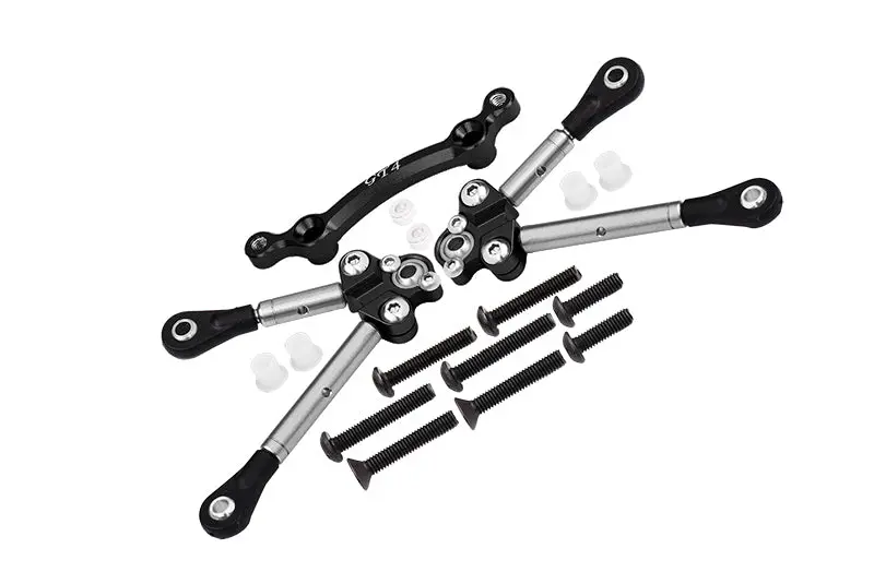 Titanium Front Tie Rods With Stabilizer For C Hub For 1/10 Traxxas Ford Gt 4-Tec 2.0 83056-4 / 4-Tec 3.0 93054-4 - 15Pc Set Black 1