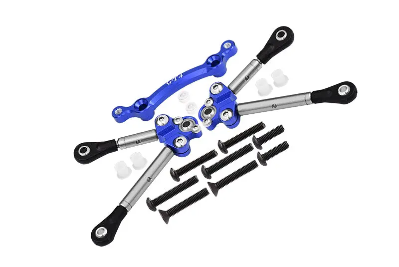 Titanium Front Tie Rods With Stabilizer For C Hub For 1/10 Traxxas Ford Gt 4-Tec 2.0 83056-4 / 4-Tec 3.0 93054-4 - 15Pc Set Blue 1
