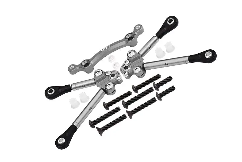 Titanium Front Tie Rods With Stabilizer For C Hub For 1/10 Traxxas Ford Gt 4-Tec 2.0 83056-4 / 4-Tec 3.0 93054-4 - 15Pc Set Gray Silver 1